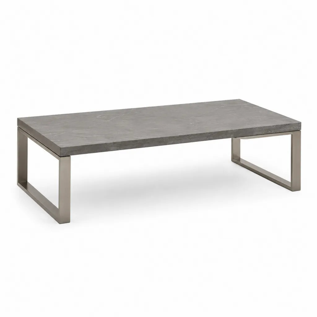 Couchtisch 120 x 60 x 40 cm Sintersteinplatte Edelstahlgestell rechteckig Grau