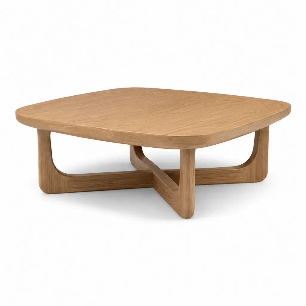 Couchtisch aus Eichenfurnier rechteckig abgerundet Natur 120 x 70 x 40 cm